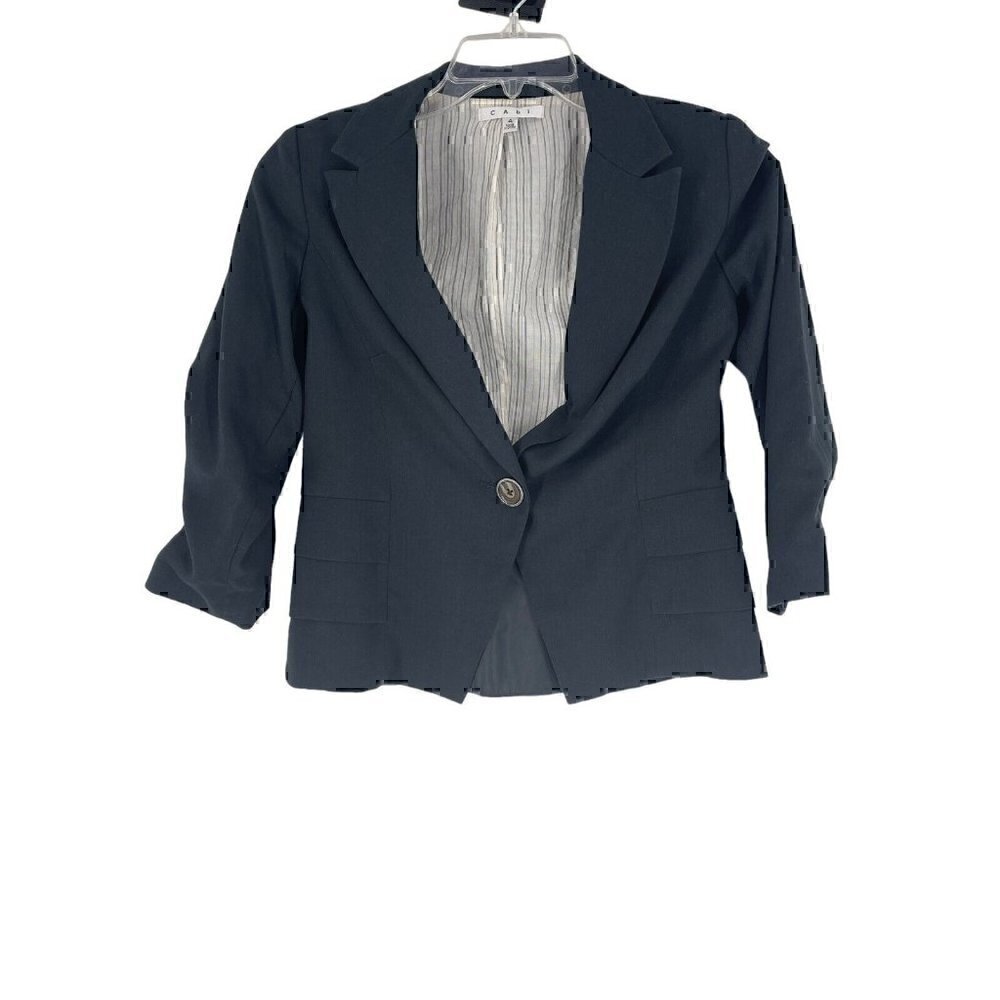 Cabi 230 Bossy Peplum Blazer Jacket Dark Gray Size 4 Lined Work Career